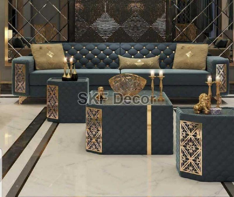 Luxury Sofa Set with Brass Finish