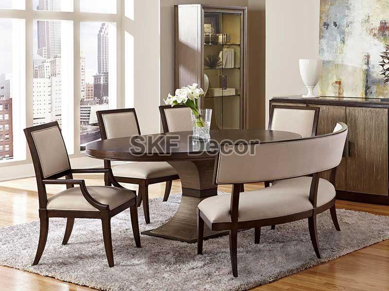 Wooden Oval Dining Table Set