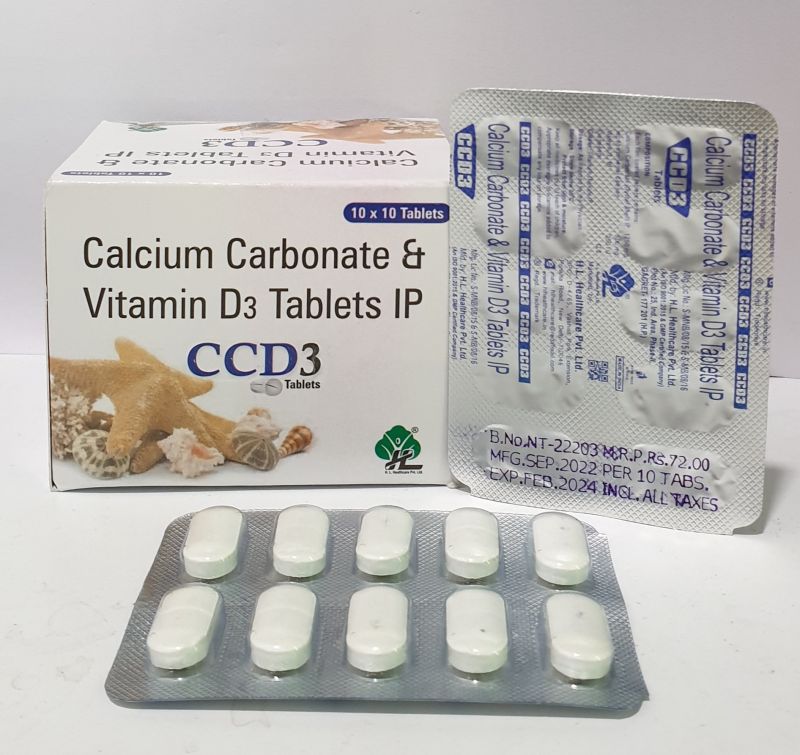 Calcium Carbonate 1250 mg  Calcium 500 mg & Vitamin D3 250IU Tablets