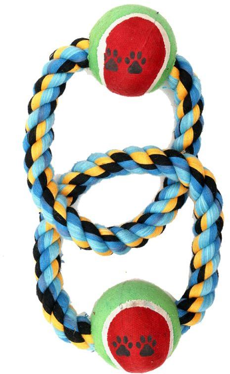 Double Ring Ball Tug Dog Rope Toy