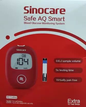 SINOCARE SAFE AQ Glucometer with 10 Strips