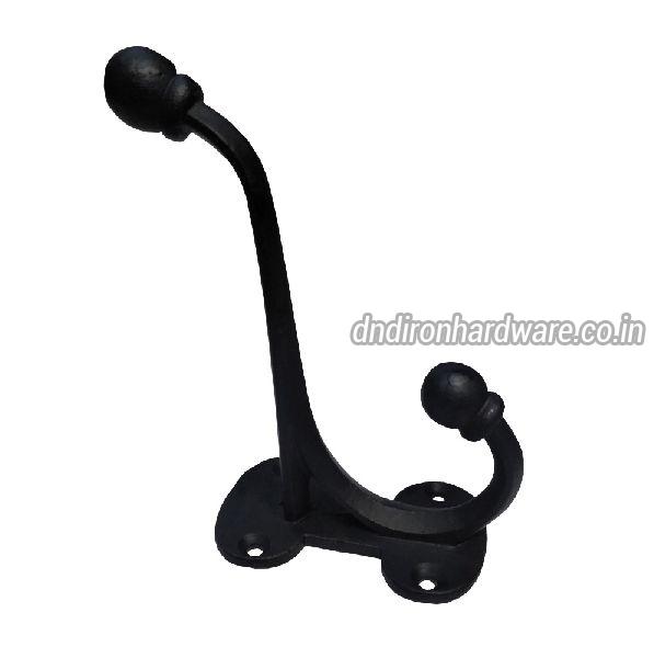 Lacquered Large cast Iron Harness Double Coat Hook
