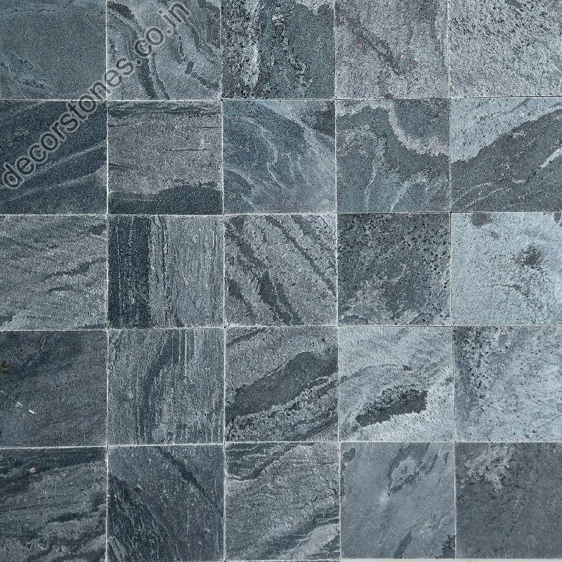 Honed and Brushed Silver Grey Quartzite Slate 100x100 mm Decorative Swimming Pool Floor Tiles