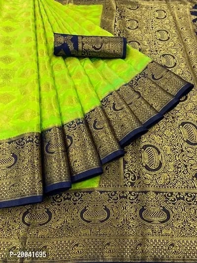 Trendy Women Silk Blend Saree With Blouse Piece