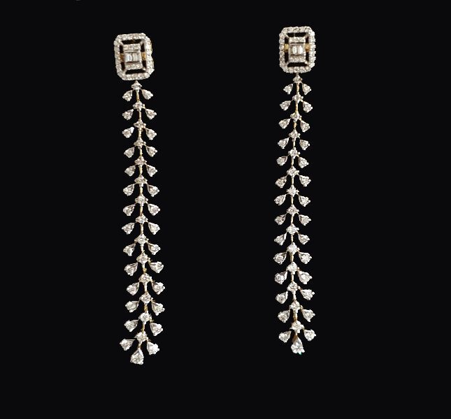 Pearl and Diamond Long Link Drop Earrings- URBAETIS Fine Jewelry-happymobile.vn