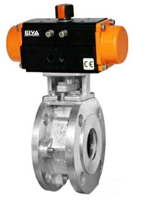 Pneumatic Actuator Operated 2 Way Wafer Type Ball Valve Flange End