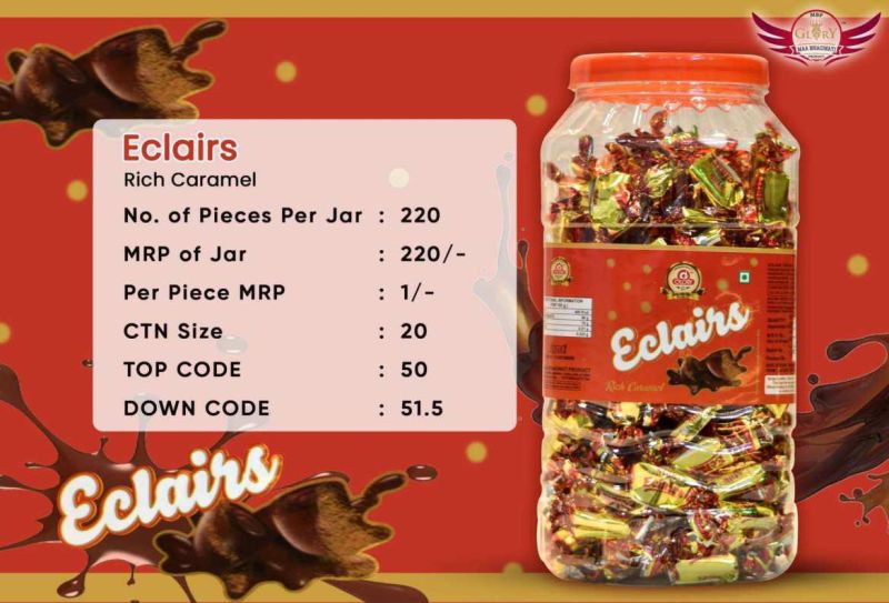 Eclairs Rich Caramel Flavoured Toffee Manufacturer, Supplier from Gwalior