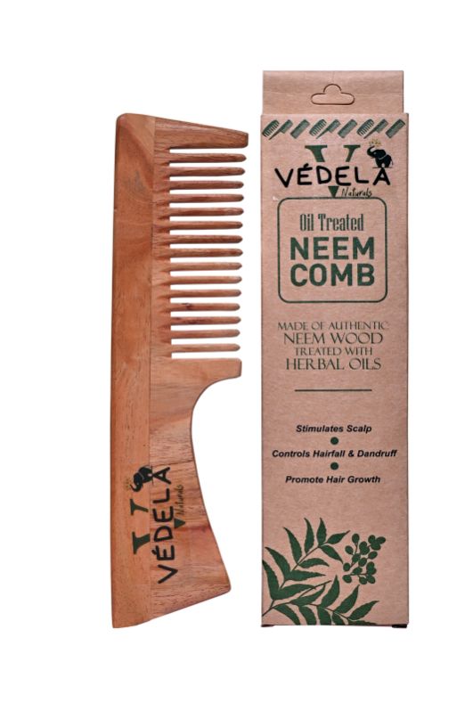 vedela naturals Neem Wood Comb | Neem wood comb | Hair Growth, Hairfall, Dandruff Control | Hair Str
