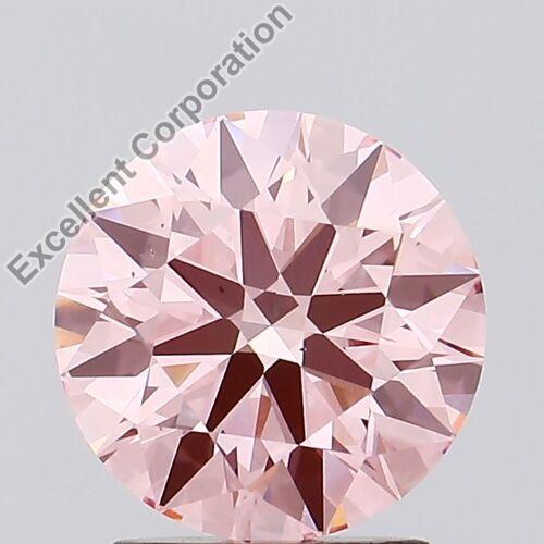 Round Shaped 2.09ct Fancy Vivid Pink VS2 IGI Certified Lab Grown CVD Diamond