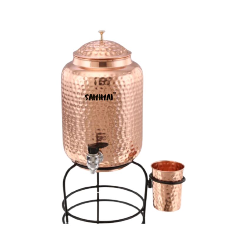 5 Ltr Copper Water Dispenser with one glass