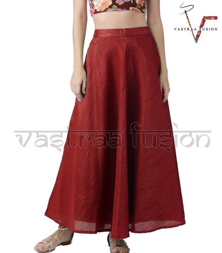 Maroon Chanderi Long Skirt