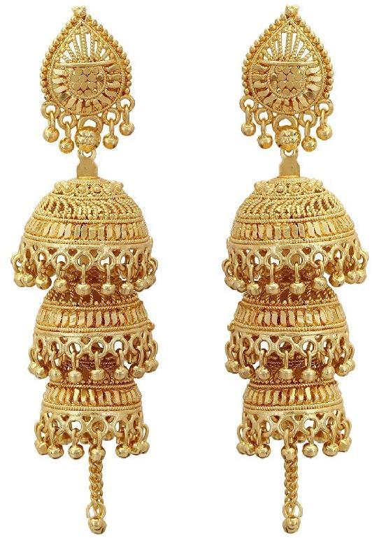 Buy Women Silver Finish White Bead Brass Jhumka Earrings - Jhumki Earrings  - Indya