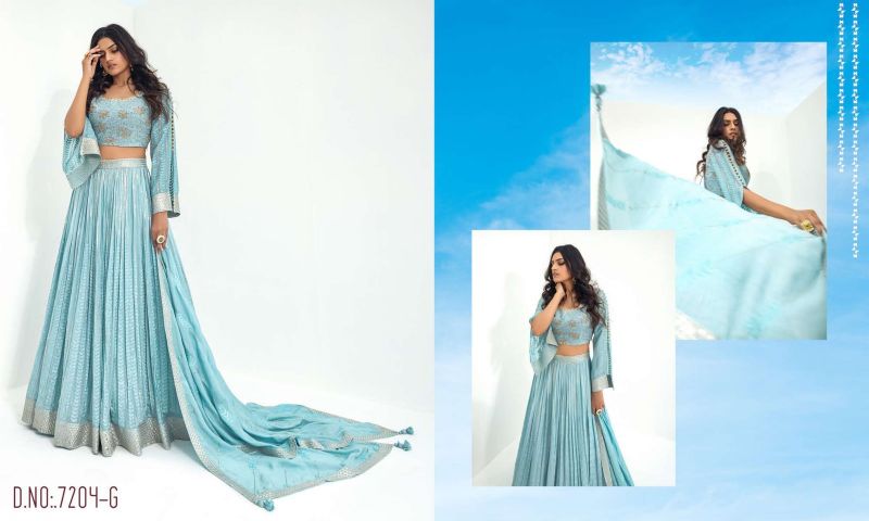 Ladies Skyblue Chiffon Silk Lehenga Choli