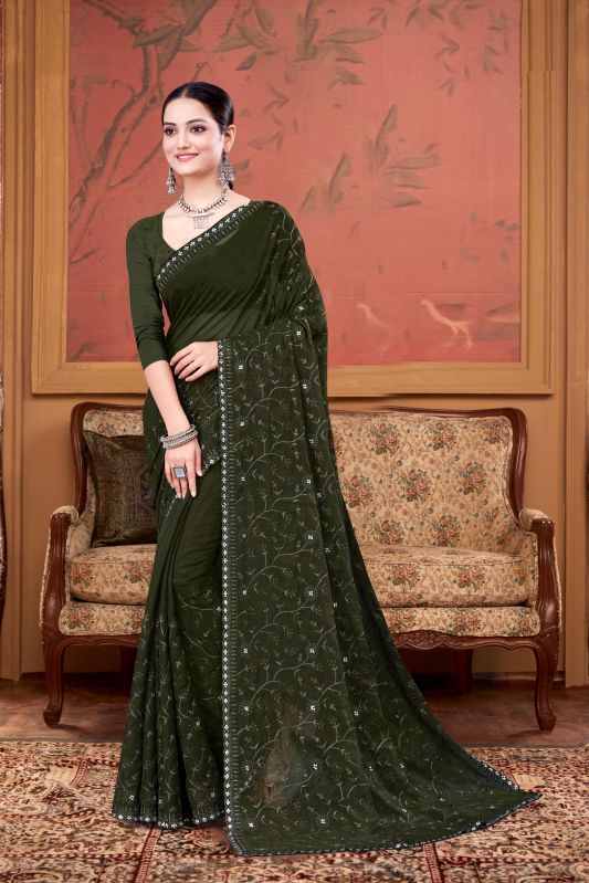 Ladies Desinger Shimmer Saree