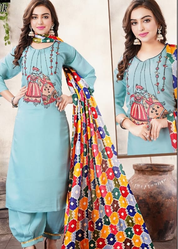 Sky Blue Ladies Afghani Salwar Suit