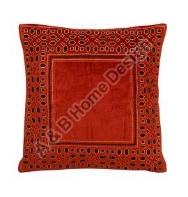 Applique Embroidered Black & Orange Cushion Cover