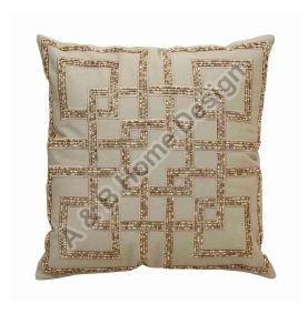 Hand Embroidered Beige Cushion Cover