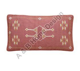 Hand Embroidered Dark Pink Cushion Cover