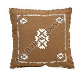 Manual  Embroidered Brown Cushion Cover