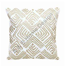 Phulkari Dori Embroidered White Square Cushion Cover