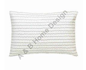 Zigzag Quilt Embroidered White Cushion Cover