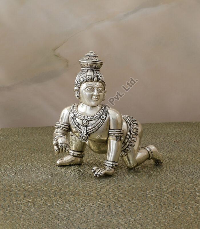 Ladoo Gopal Silver Coated Statue