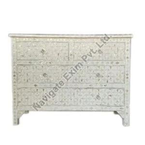 Mother Of Pearl Inlay 4 Drawer Star Chest White