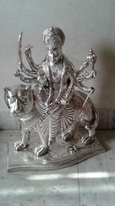 Silver Coated Maa Durga Statue