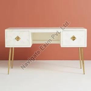 White Indian Handmade Bone Inlay Console Table