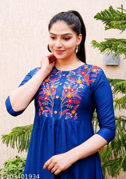 Designer Cotton Printed Blue Kurti With Lace and Silver Embroidery Work  Pant, Jaipuri Style Lace Work Kurti With Pant Set, Gift for Her, - Etsy