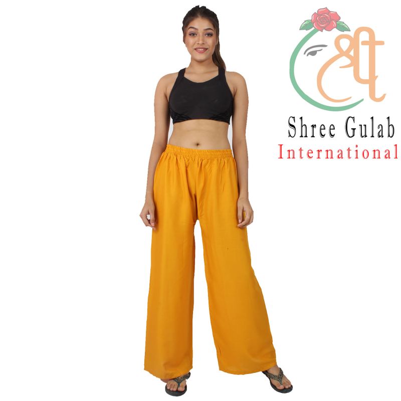 Ladies Yellow Plain Palazzo