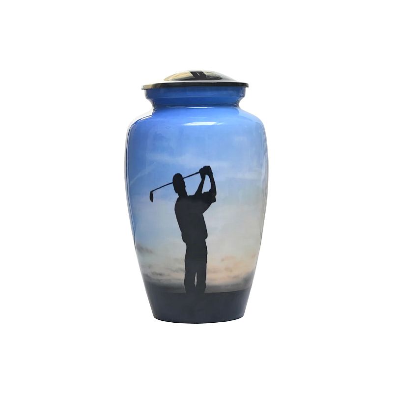 200 LBS Golf Print Aluminum Cremation Urn