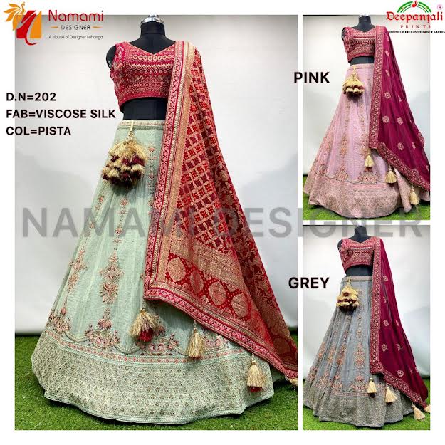 Viscose Silk Pista Lehenga Choli