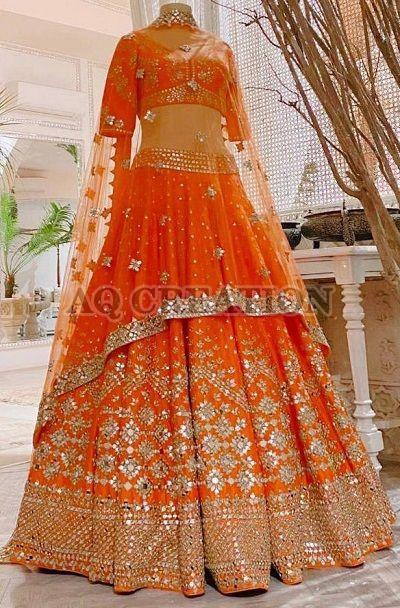 Orange Party Wear Lehenga Choli