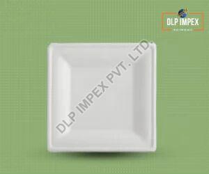 8 Inch Square Sugarcane Bagasse Plate