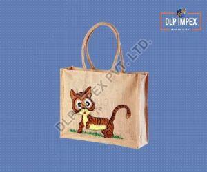 Cat Hand Painted Jute Bag