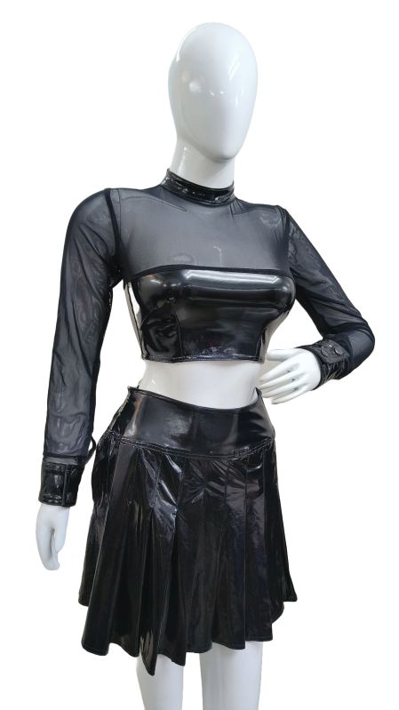 Ladies Mesh & Pvc Crop Top