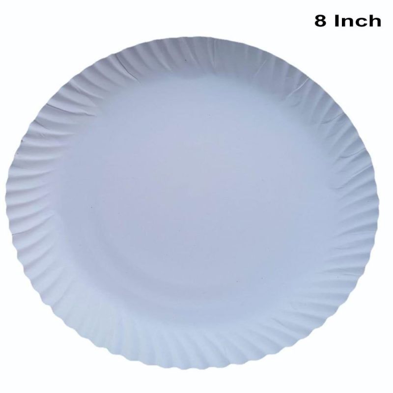 8 Inch Duplex White Wrinkle Paper Plate