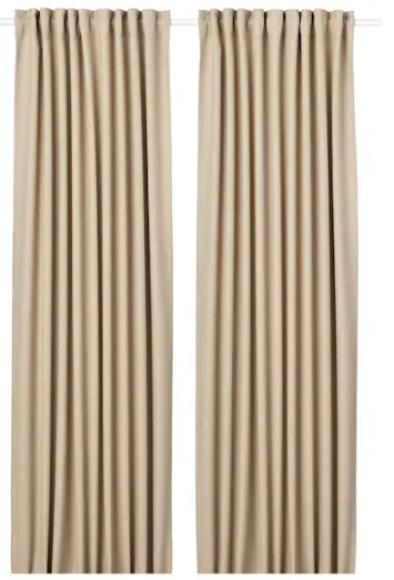 Beige Plain Polyester Door Curtain