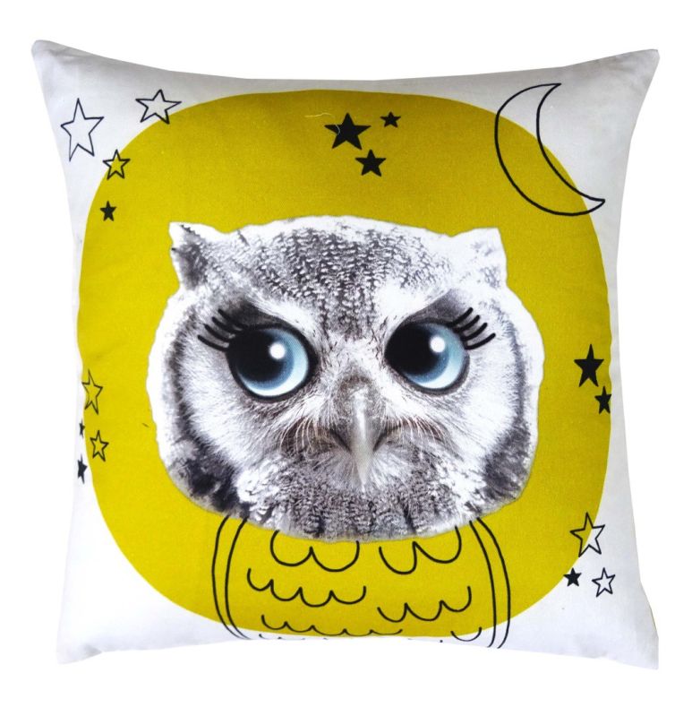 Cotton Owl Print Cushion Cover