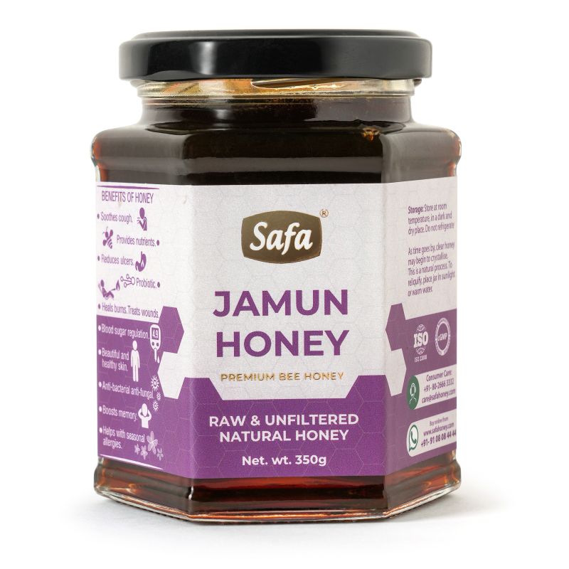 Jamun Honey 350g Organic Honey Raw Unprocessed Honey 100% Pure Natural Honey Support Blood Sugar Level and Anti-Aging