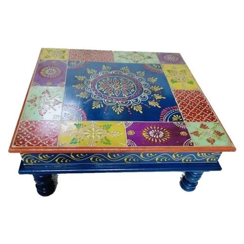 5x5 Inch Meenakari Wooden Pooja Chowki