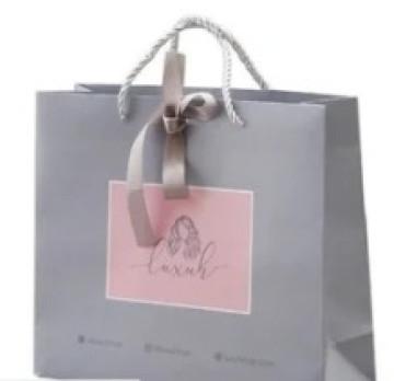 Grey & Pink Paper Shopping Bags