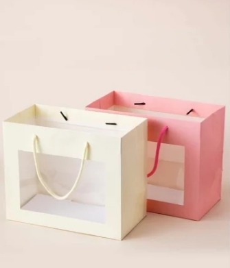 Pink & White Paper Carry Bags