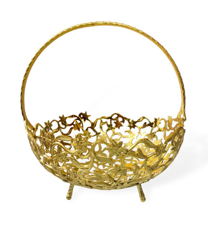 brass flower design basket