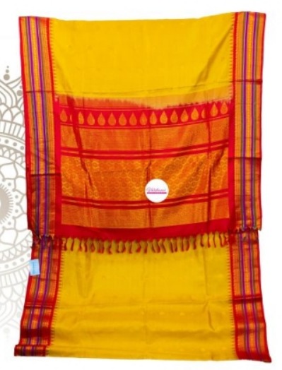 Ladies Red & Yellow Gadwal Sarees