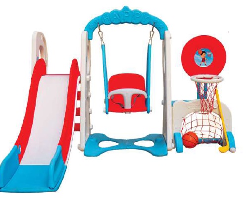 Multicolor Plastic 5 In 1 Swing-Slide Playground Combo