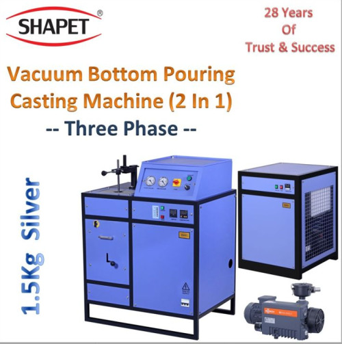 1.5kg Silver 2 in 1 Three Phase Vacuum Bottom Pouring Casting Machine