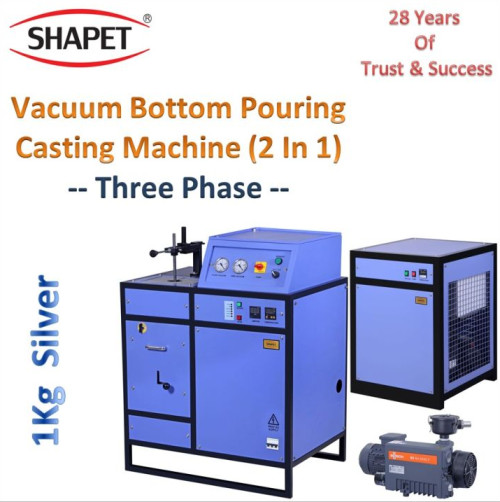 1kg Silver 2 in 1 Three Phase Vacuum Bottom Pouring Casting Machine