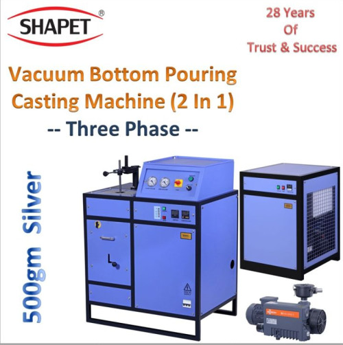 500gm Silver 2 in 1 Three Phase Vacuum Bottom Pouring Casting Machine